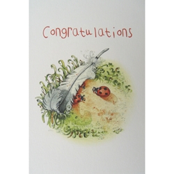 Greeting Cards - Congratulations Ladybugs & Feather  